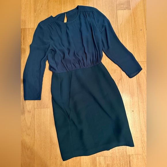 REISS Emerald Green Lorna Evening Dress Pleated Sheath Women's Size 4 - Picture 3 of 4